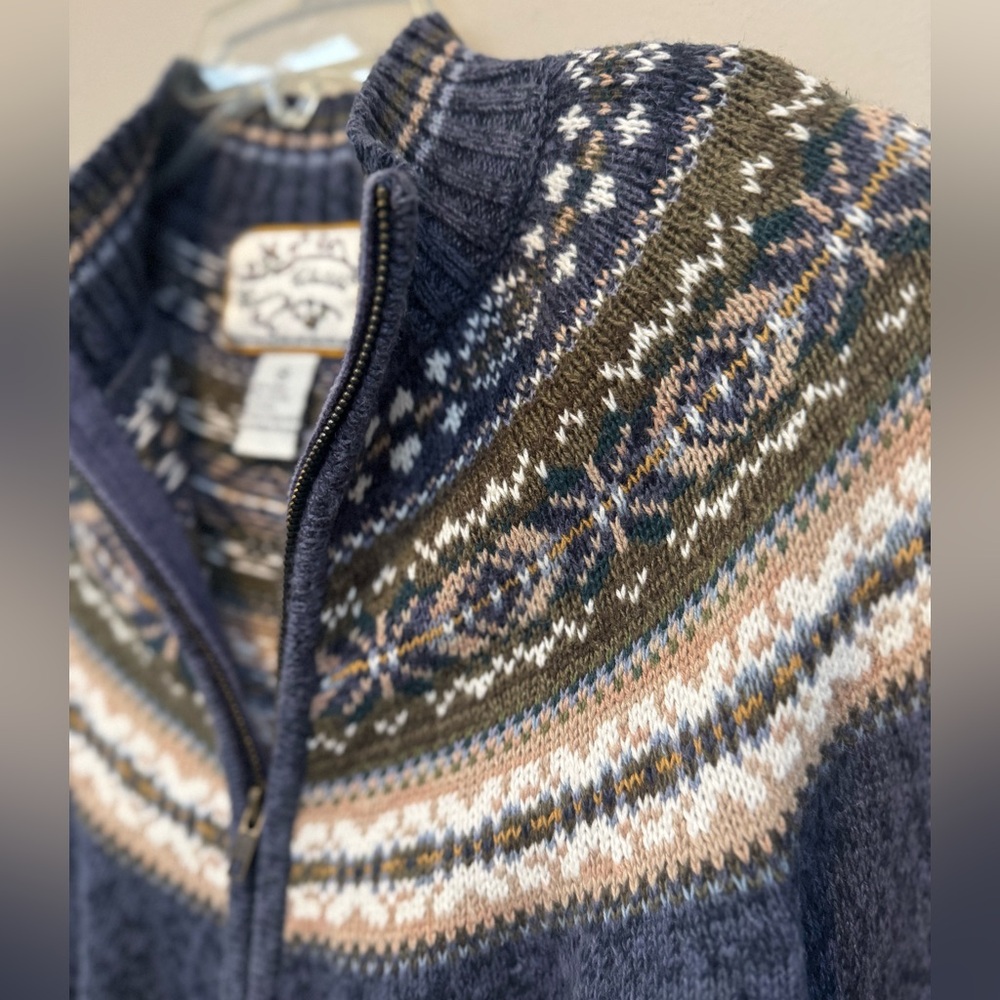 Nordic Patterned Blue Cardigan by Heirloom Collectibles - Picture 3 of 9